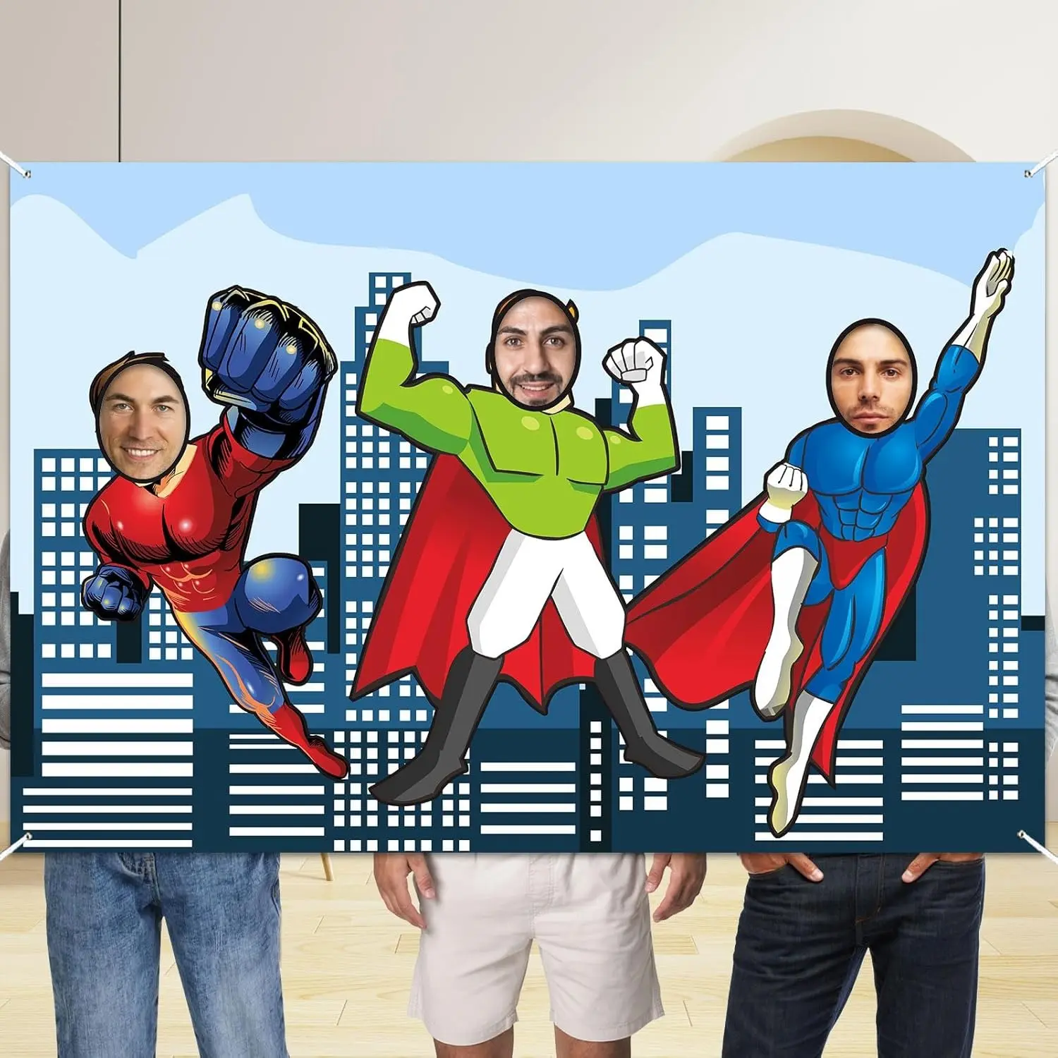 Superhero Photo Banner Background, Fun Superhero Theme for Birthday Parties, Decorative Gift Item, Backdrop Banner, No Power Required, 2D Flat Banner 1pc