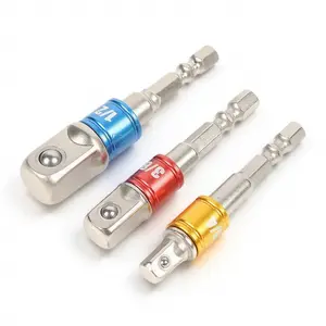 3-in-1 Impact Swivel Socket Adapter 1/4 3/8 1/2 Inch Drill to Nut Driver Quick Change Extension Bar Alloy Steel Heavy Duty Impact Bit Professional Automotive Repair Tool Kit High Torque Durable Conversion Set Mechanic Essential Hardware Tools