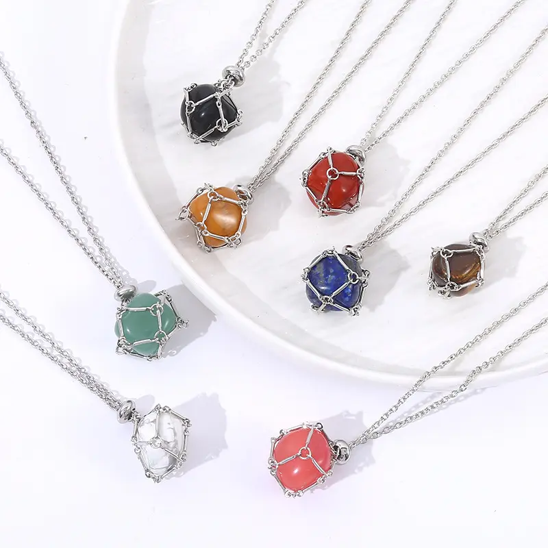 Assorted Necklaces for Women, 13-Piece Boho Chic Set with Natural Rough Crystal, Bamboo & Net Bag Pendants, Meaningful Gifts, Crystal Necklaces, 13Pcs, Bamboo Design, Rough Crystals
