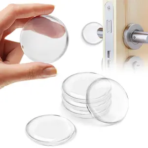 Transparent Wall Door Handle Bumper, Clear Rubber Knob, Round Wall Shielding Pad, Guard Door Bumper, Wall Protector Silencer, Door Hardware