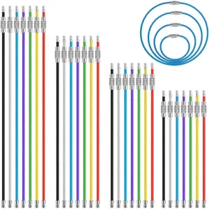 28 count Metal Wire Keychains, 2mm Stainless Steel Connecter Key Rings Loops, 4" 6" 7.8" 10" Coated Wire  Key Rings for Hiking Luggage ID Tags,Key Tags,Keyrings, Kitchen Utensils -7 Colors