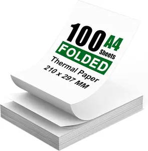 100 Sheets A4 Thermal Paper (Folded), 8.27X11.69' Thermal Paper(210 X 297 Mm) for Portable Thermal Printer, Compatible with No Ink Printer, for Travel or Home Work, Printing Contract, Picture, Etc Bagvhandbagro