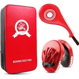 3-in-1 Boxing Pad Set –Focus Punching Mitts, Martial Arts Target Training Paddle and Kicking Pad for Kickboxing Taekwondo Karate MMA, Boxing Equipment Sparring for Kids, Teens & Women