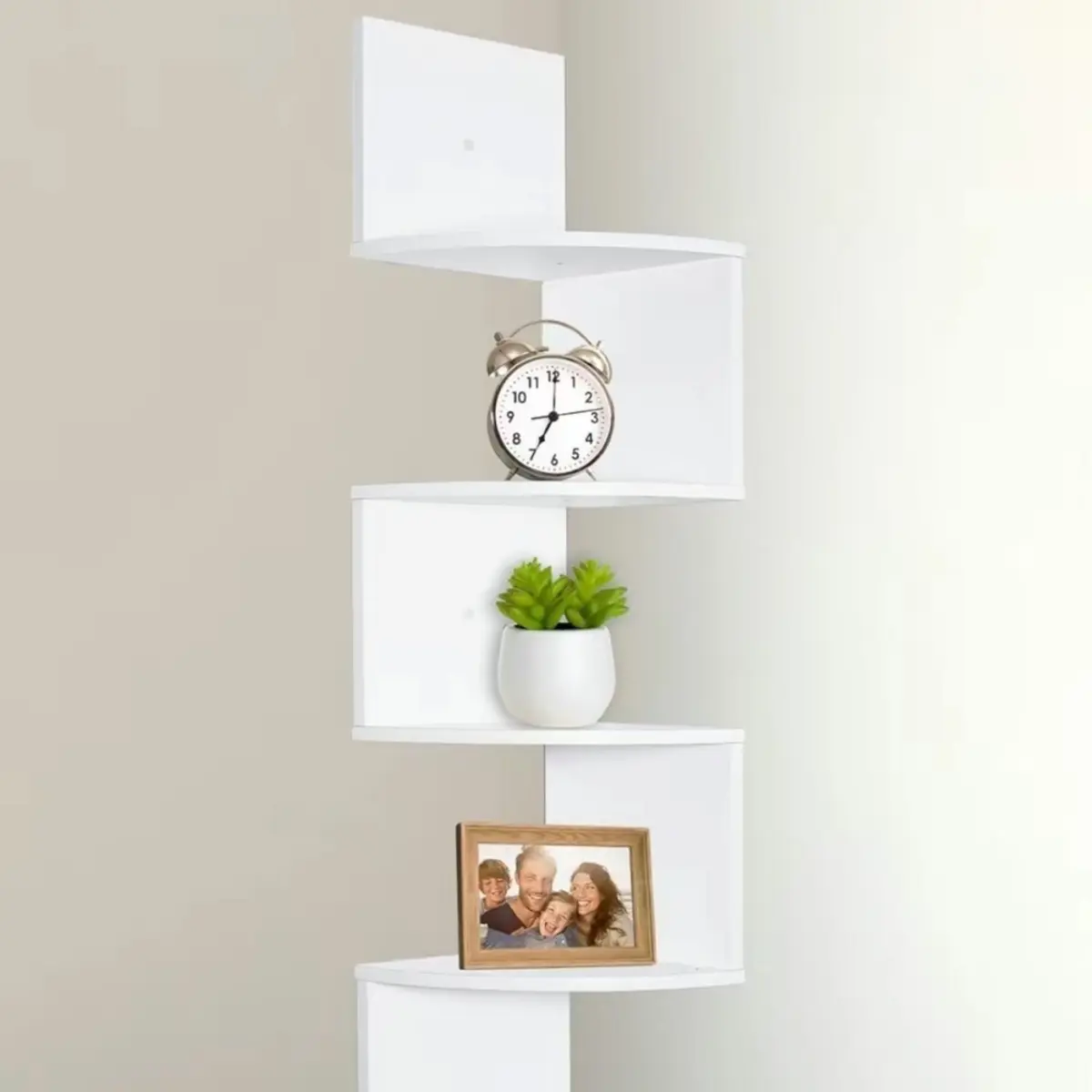 5-Tier Corner Shelves, Floating Corner Shelf, Wall Organizer Storage, Easy-to-Assemble Tiered Wall Mount Shelves for Bedrooms, Bathroom Shelves, Kitchen, Offices, & Living Rooms Decor Lightweight Decoration Mdf Decorative