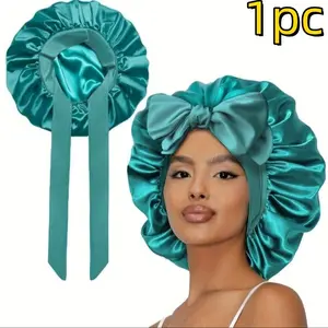 Double Layer Satin Sleeping Bonnet, Soft Breathable Hair Care Hat, Adjustable Sleep Cap for No Heat Curling, Women's Hair Styling Tool, Breathable Fabric