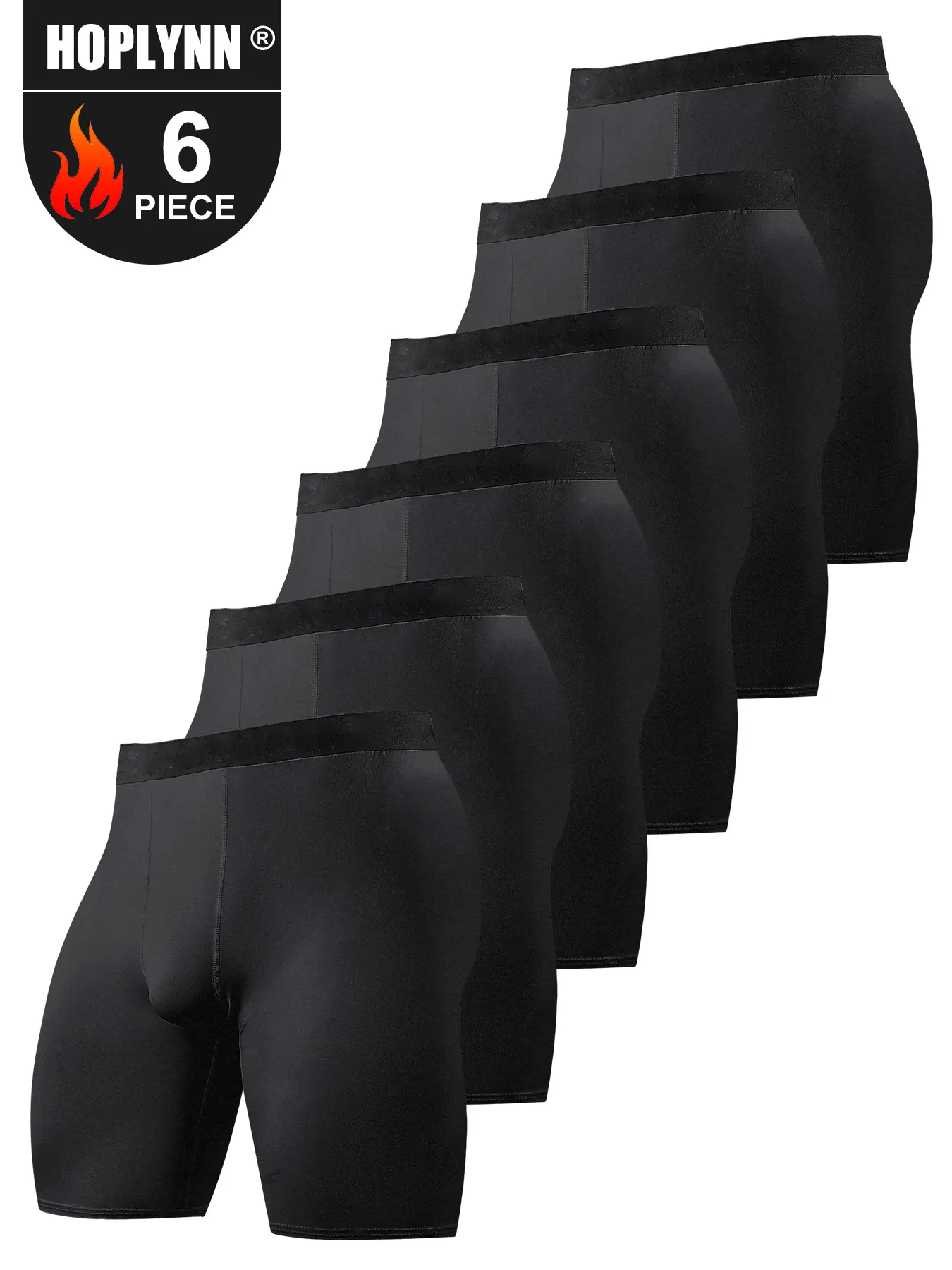 HOPLYNN  6  PACK Compression Shorts Men Performance Sports Workout Athletic Running Underwear Shorts Spandex