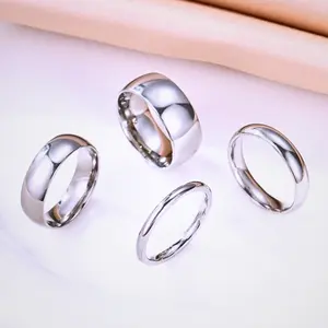 Unisex Stainless Steel Rings Set 4pcs – Simple Smooth Band Rings for Men & Women