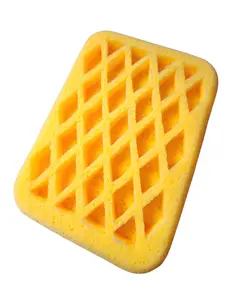 Diamond Shape Design Butter Sponge Yellow Handcarved ASMR Squeeze Cleaning Sponge