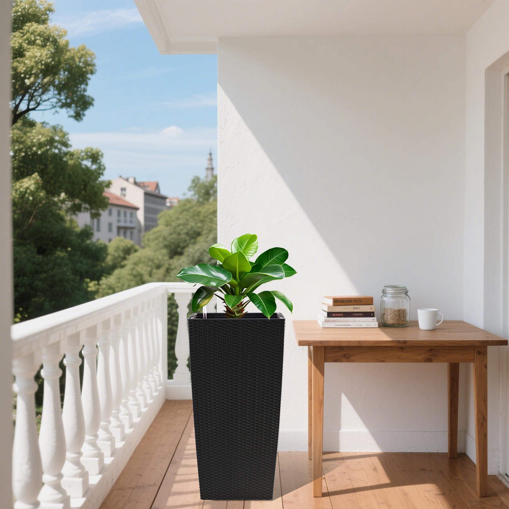 30" Tall Large Flower Pots Planter with Self-Watering Drainage Holes & Inner Trays | Indoor Outdoor Plant Pot with Water Level Monitor, Inner Bucket | Self-Watering Planter for Garden, Patio, Porch, Backyard