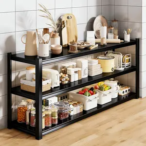 Home Kitchen Storage Rack Features a 3-Tier Adjustable Design Heavy-Duty Shelving Unit Ideal for Garages and Pantries Free-Standing Storage Rack