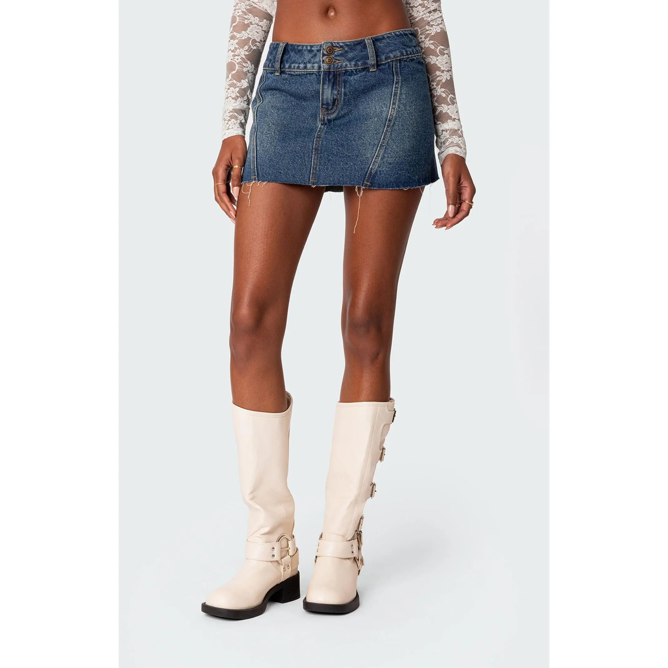 Edikted Women's Donnie Washed Denim Mini Skirt - Multicolor