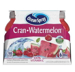 Ocean Spray Cran-Watermelon Cranberry Watermelon Juice Drinks, 10 Fl Oz Bottles, 6 Count (Pack of 1)