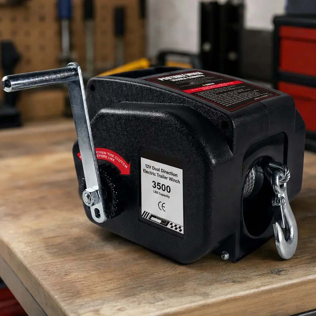 3500 lb 12V DC Electric Winch Kit with Wireless Remote and Manual Crank, Waterproof Reversible Power In/Out Recovery Winch for Trailer, Boat, Truck, SUV, Jeep, Off-Road, Marine, Black Steel Portable Winch, Black Color Options