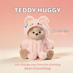 TEDDY HUGGY The Best Gift | Watch Me Dress Up, Teddy Huggy! 12-Inch Posable Bear with 5 Joints & Mix-and-Match Outfits — The Viral Toy You’ll Want to Hug