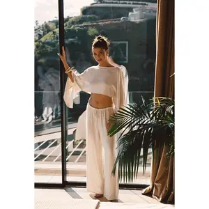 12th Tribe Women's Chic Elegant Basic Natural Linen Pants, Breathable Clear Breeze Bottom with Flattering Leg Fit