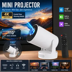 HY300Ultra Mini Projector WiFi Bluetooth ,Movie Projector Compatible with TV Stick Smartphone / USB,Support 4K Portable HD Outdoor Indoor for Home Theater with Wall/Ceiling Projection #SummerVibes