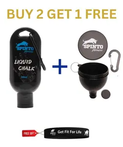 SPINTO FITNESS Complete Workout Kit - Gym Tools, 50ml Liquid Chalk for Enhanced Grip, Protein Funnel, Free Resistance Band (Convenience-Focused Training Set for Fitness Enthusiasts)