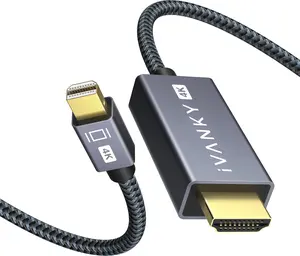 4K Mini Displayport to HDMI Cable,  4K@30Hz Thunderbolt to HDMI Cable, [Alum Shell/Braided/Optimal Chip Solution], Mini DP to HDMI for Macbook Air/Pro, Surface Pro/Dock, Monitor, Projector - 6FT
