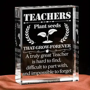 Engraved Crystal Plaque Gift for Teachers, Appreciation Award for Best Teacher, Thank You Present for Men/women, Unique Recognition Keepsake