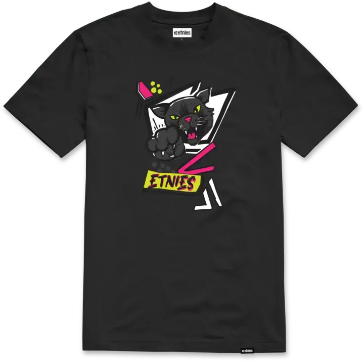 etnies Puma Tee - Men's Black Big Cat Graphic Short-Sleeve T-Shirt, 5.2 oz 100% Combed Ring-Spun Cotton Fine Jersey