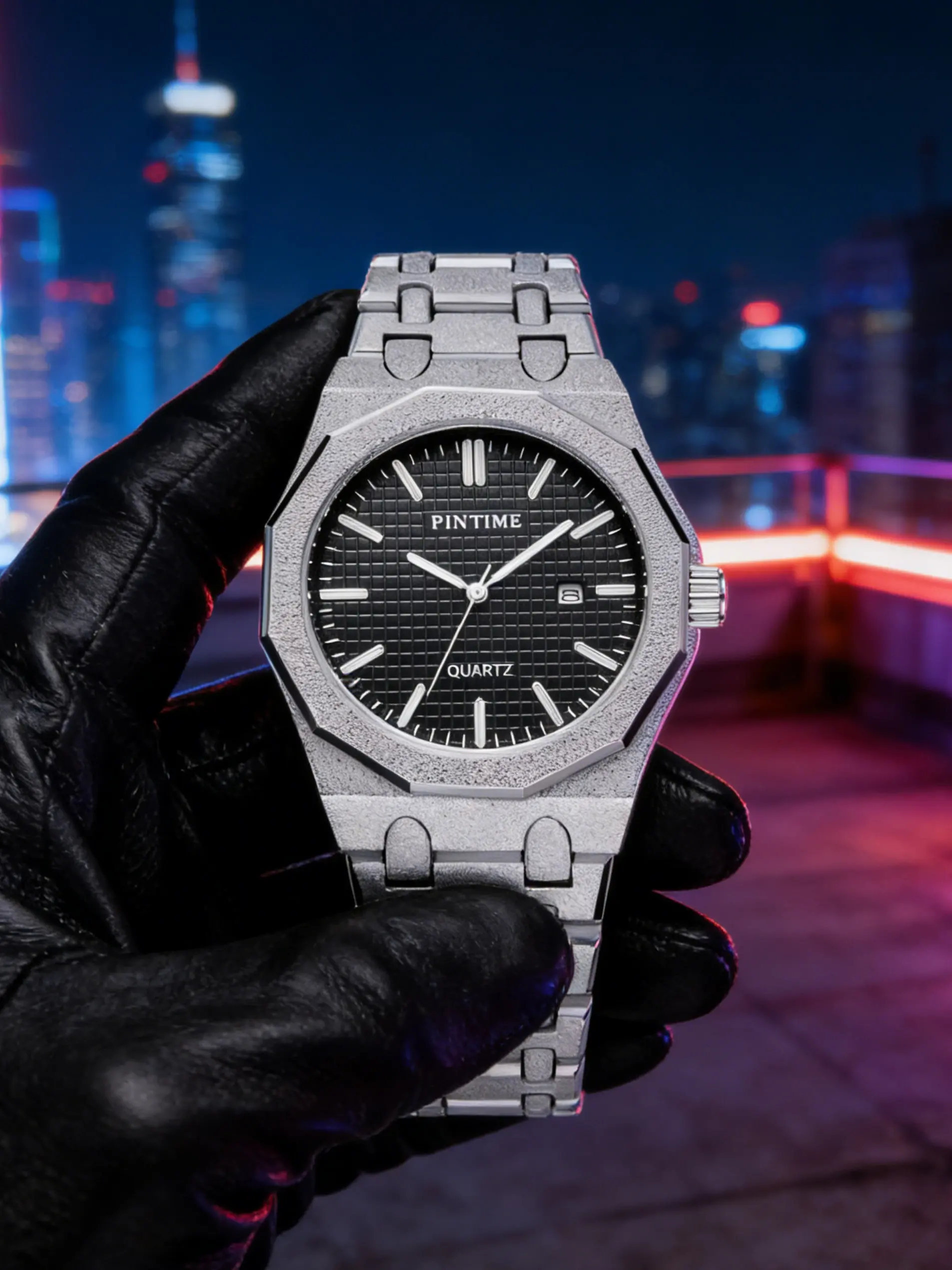 Men's Quartz Stainless Steel Wristwatch, Stainless Steel Strap, Waterproof Luminous Business Calendar, Casual Style, Round Analog Dial, Buckle Closure, Fashion Quartz Watch