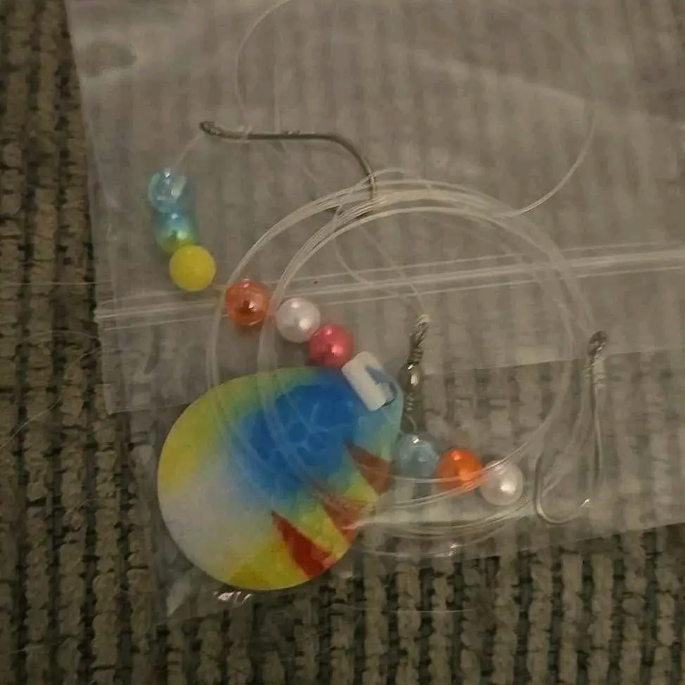 Walleye Trolling and Casting Harnesses - Custom 36" Trolling Crawler Harness & 18" Casting Harness with Colorful Beads and Tie-Dye Design