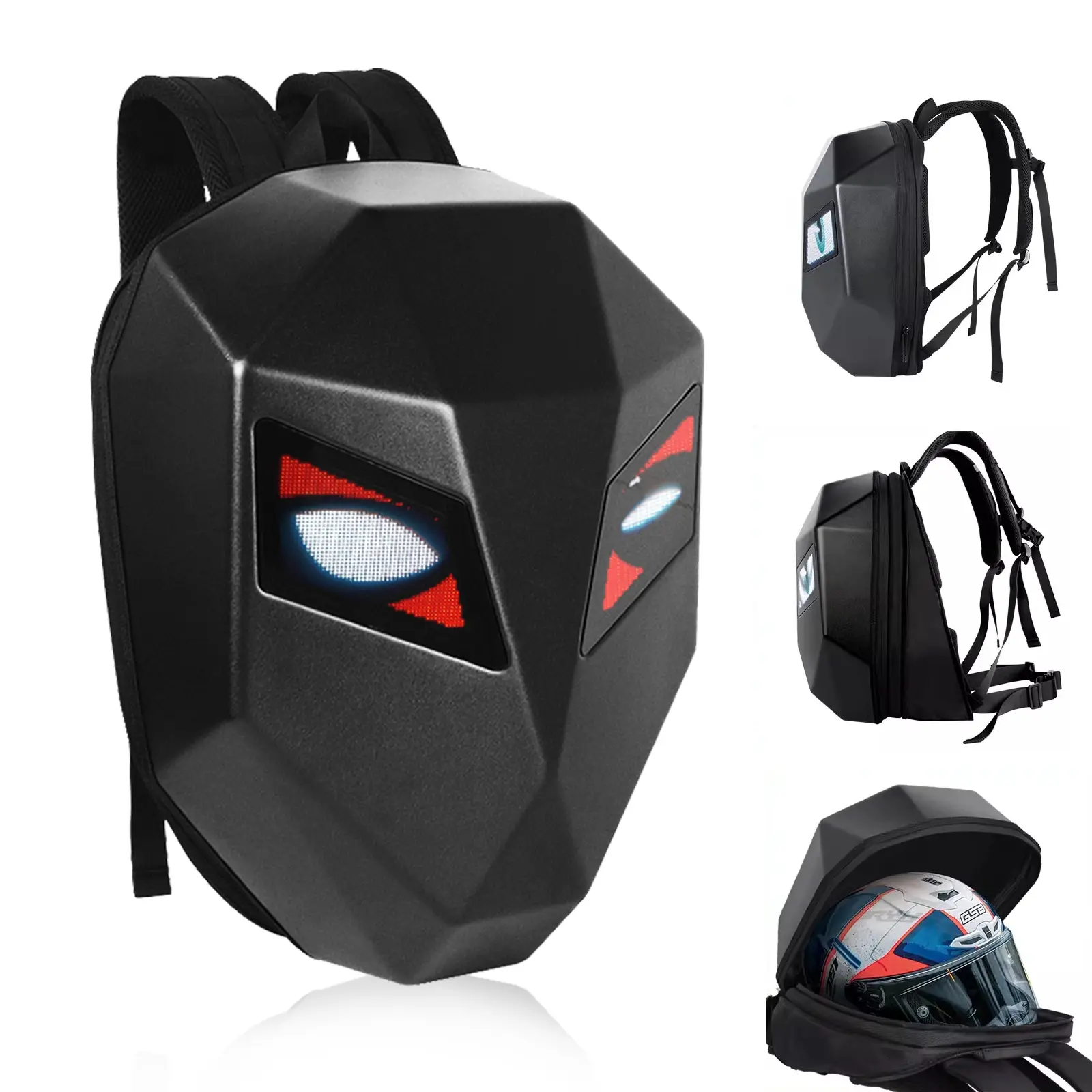 Motorcycle Backpack, Hard Shell Cycling Backpack DIY Motorcycle Luggage Laptop Bag Waterproof, Water Resistant Backpack, Knight Backpack, Best Gift for Bikers (Black)