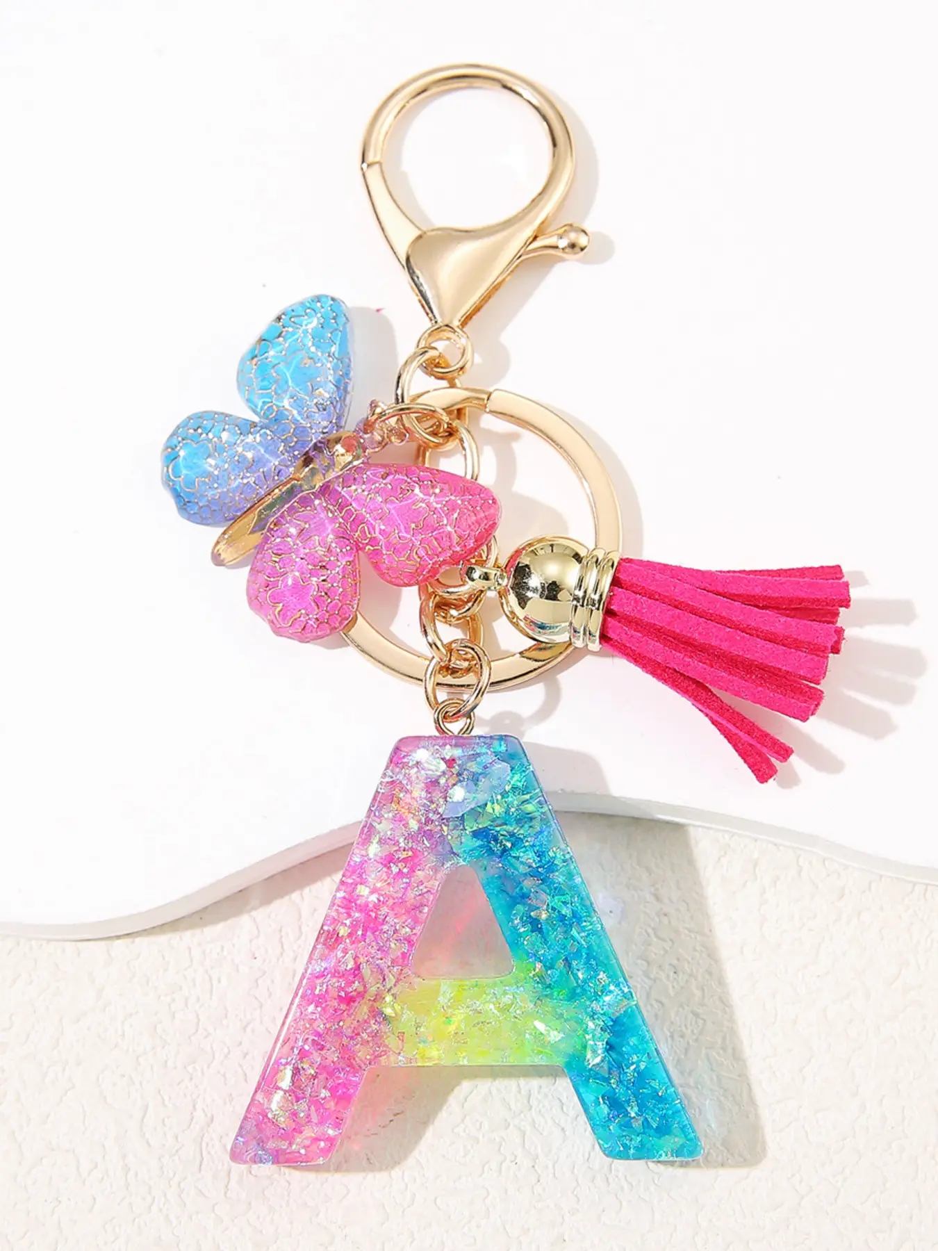 1PC/Alphabet Initial Letter Key rings chain Accessories Cute Butterfly Key Chain Ring Purse Bag Backpack Charm Earbud Case Cover Accessories Women Gift Keychain For Bags Cute Keychains