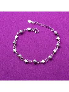 Japanese and Korean Style Sand Bead Small Star Silver Pretty Adjustable Link Beaded Bracelet Fashion Five-Pointed Star Jewelry for Women Wholesale and Proxy Sales Bead Bracelets