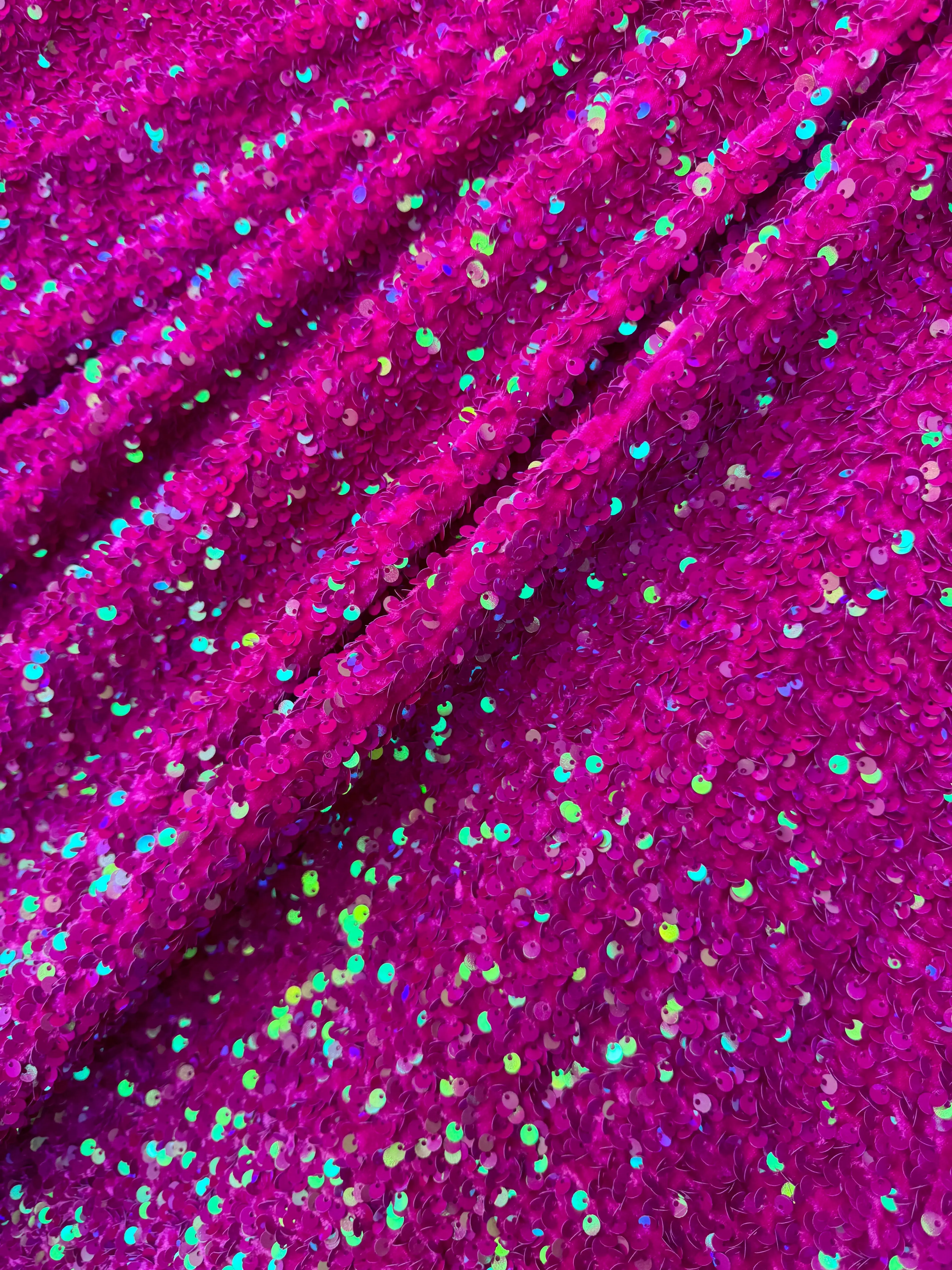 Fuchsia Iridescent Sequin on Velvet Fuchsia Iridescent Sequin on Velvet