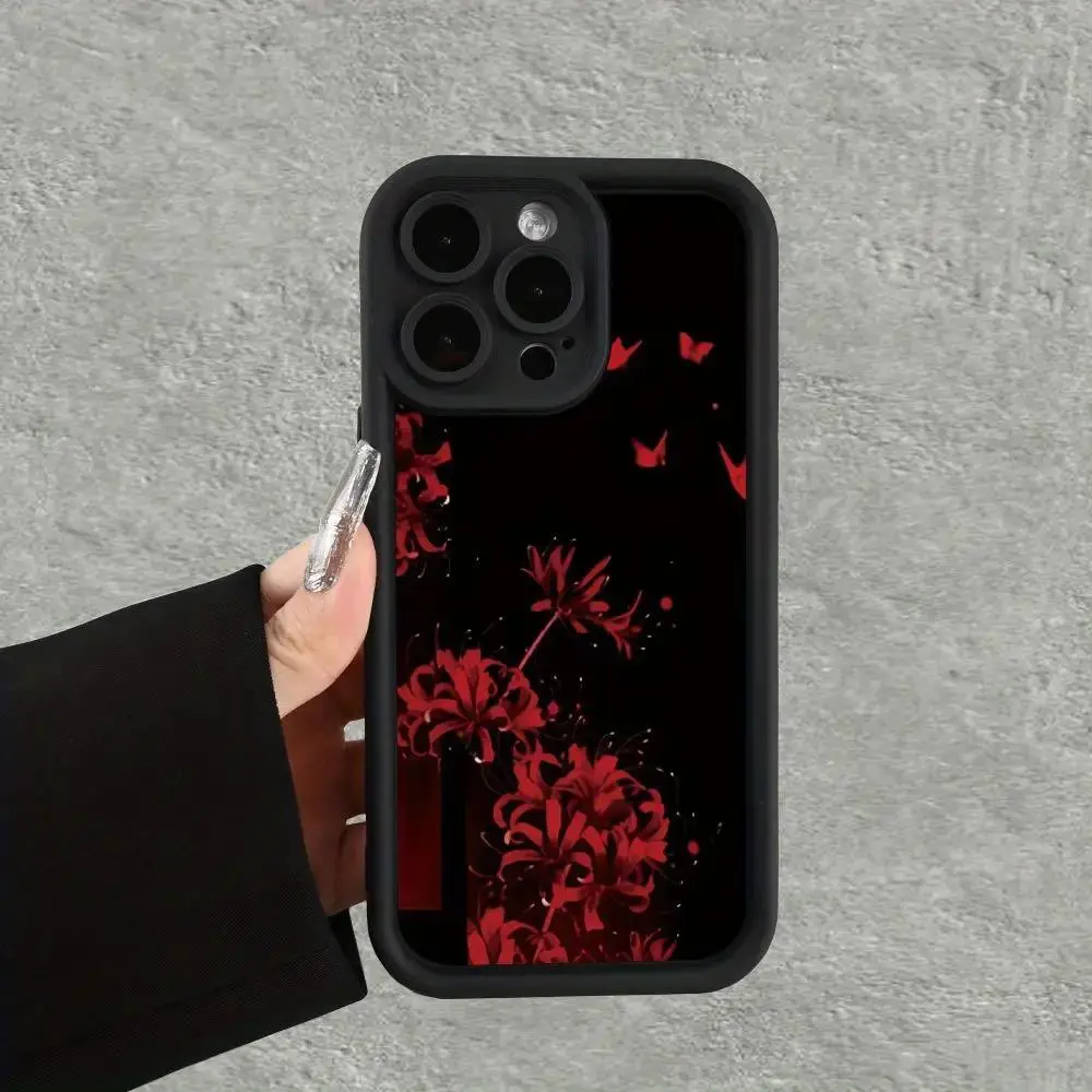 A Stylish Design Featuring Black And Red Calla Lilies Phone cases Case Compatible with For iPhone 17 Pro Max 16 16e 15 14 Plus 13 12 Mini 11 Air X XS Pattern TPU Lens Protection Durable Soft Cover Gift 2D printing