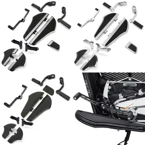 Defiance Street Glide Floorboards Heel Toe Shifter Lever Highway Footrest Black for Harley Touring Bagger Street Road Electra Glide Road King Softail Fatboy FLST 1980-2025 Billet CNC Aluminum Style