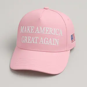 Premium Make America Great Again 45-47 Embroidered Hat (Light Pink) 4-Sided Design