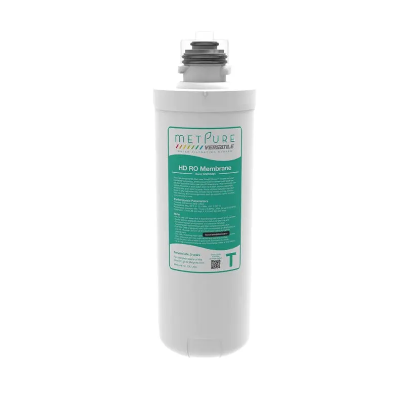 Metpure Versatile High Demand 225gpd Reverse Osmosis Membrane Filter - Teal Quick Twist Filter (T), 11" x 3.25", Drinking Water Filtration System Replacement filters