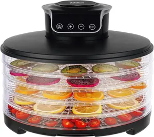 Food Dehydrator DryLite 245 – 5 Tray Adjustable, BPA-Free – 4-Hour Quick Drying, Even Heat, Easy Temp Control – Fruit, Veggie, Meat Jerky Maker (Black)