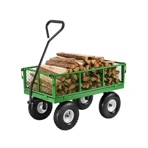 Steel Garden Cart 680lb Capacity Heavy Duty Yard Wagon Utility Cart 10in Tires