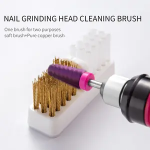 Nail Drill Cleaning Brush, Nail Drill Bit Cleaning Brush, Soft Bristles Manicure Nail Care Tool for Home & Salon Use Nail Grinding Head