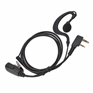 YNIBST G Shape Soft Ear Hook Two Way Radio Earpiece with PTT, Walkie Talkie Headset with Swivel Boom Microphone Compatible with Kenwood, Baofeng, Retevis, WOUXUN, and Other K-Plug 2-Pin Radios,for Police Security and Law Enforcement Use