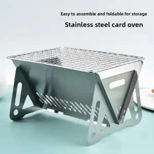 Outdoor Ultra-Light Foldable Multi-Purpose Card BBQ Grill, Stainless Steel Portable Fire Pit, Easy Carry Heating Campfire, Camping Kitchenware, Camping Equipment, Camping Gear