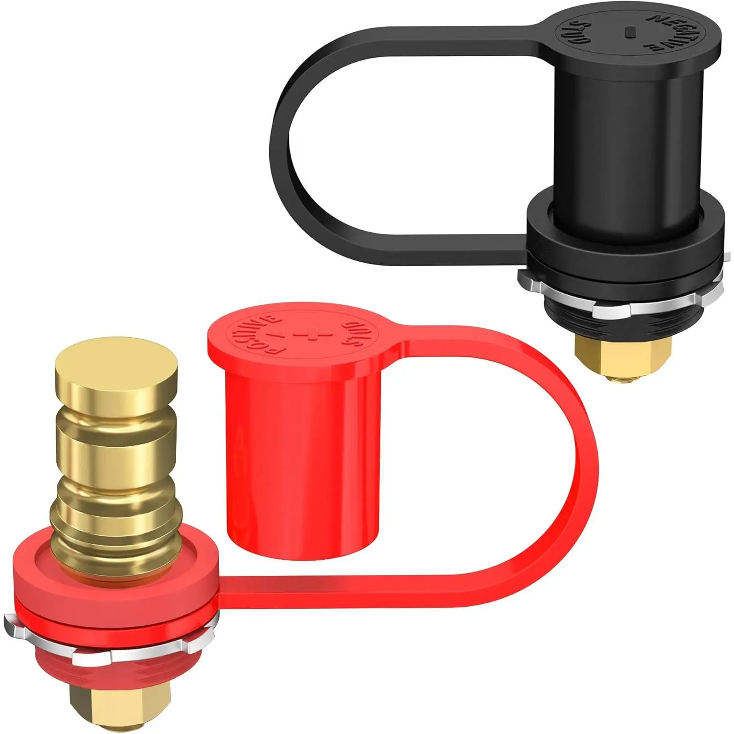 Brass Remote Battery Terminals Kit with 3/8" Stud Design, 250A 12V Rating Cover, Car Boat Marine Charging Jump Post for Auto Truck Can-am