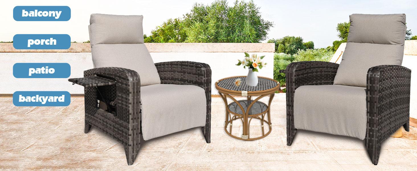 ZZWHOM Cozy PE Wicker Recliner with Side Table – 1/2 PCS Set, Outdoor Patio Chair with Reclining Back, Swivel & Non-Swivel Options for Morning Coffee on Balcony or Poolside Lounging ZZWHOM Cozy PE Wicker Recliner with Side Table – 1/2 PCS Set, Outdoor Patio Chair with Reclining Back, Swivel & Non-Swivel Options for Morning Coffee on Balcony or Poolside Lounging