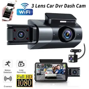 3 Lens Dash Cam with 1080 P Resolution Loop Recording Night Vision Car Dash Cam Triple Lens Car Camera Super Hd