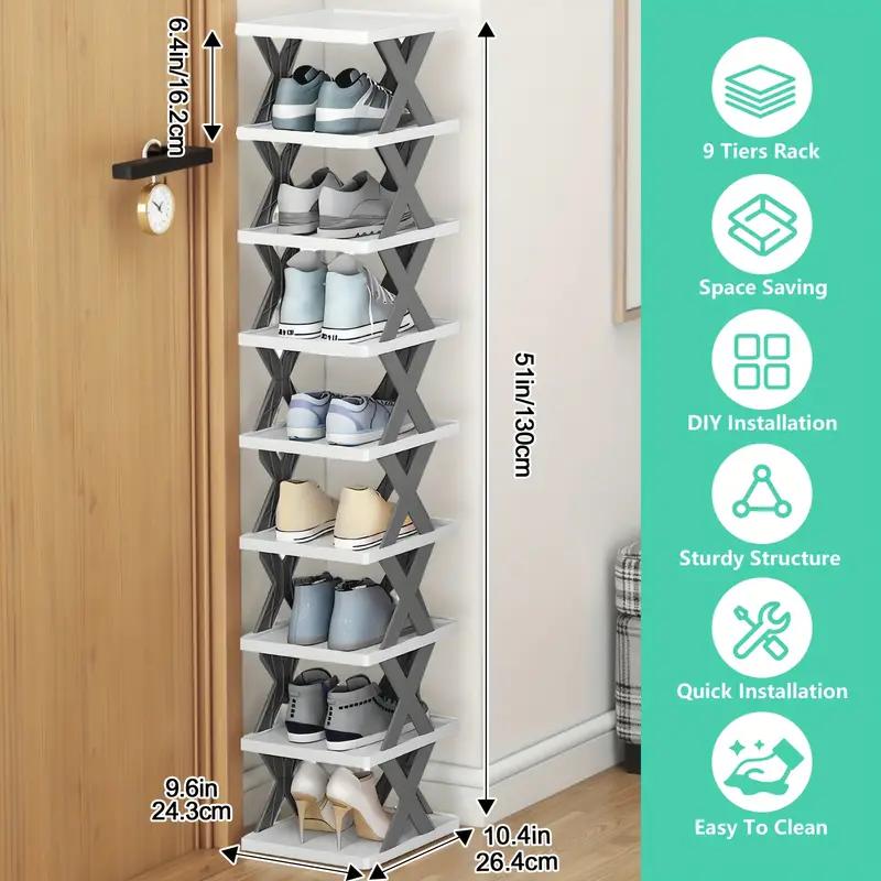 6 Or 9-layer Shoe Racks, Available In Multiple Colors, Vertical Shoe Cabinets - Modular And Easy to Assemble, Perfect for Narrow Spaces Such As Corridors, Bathrooms And Studios