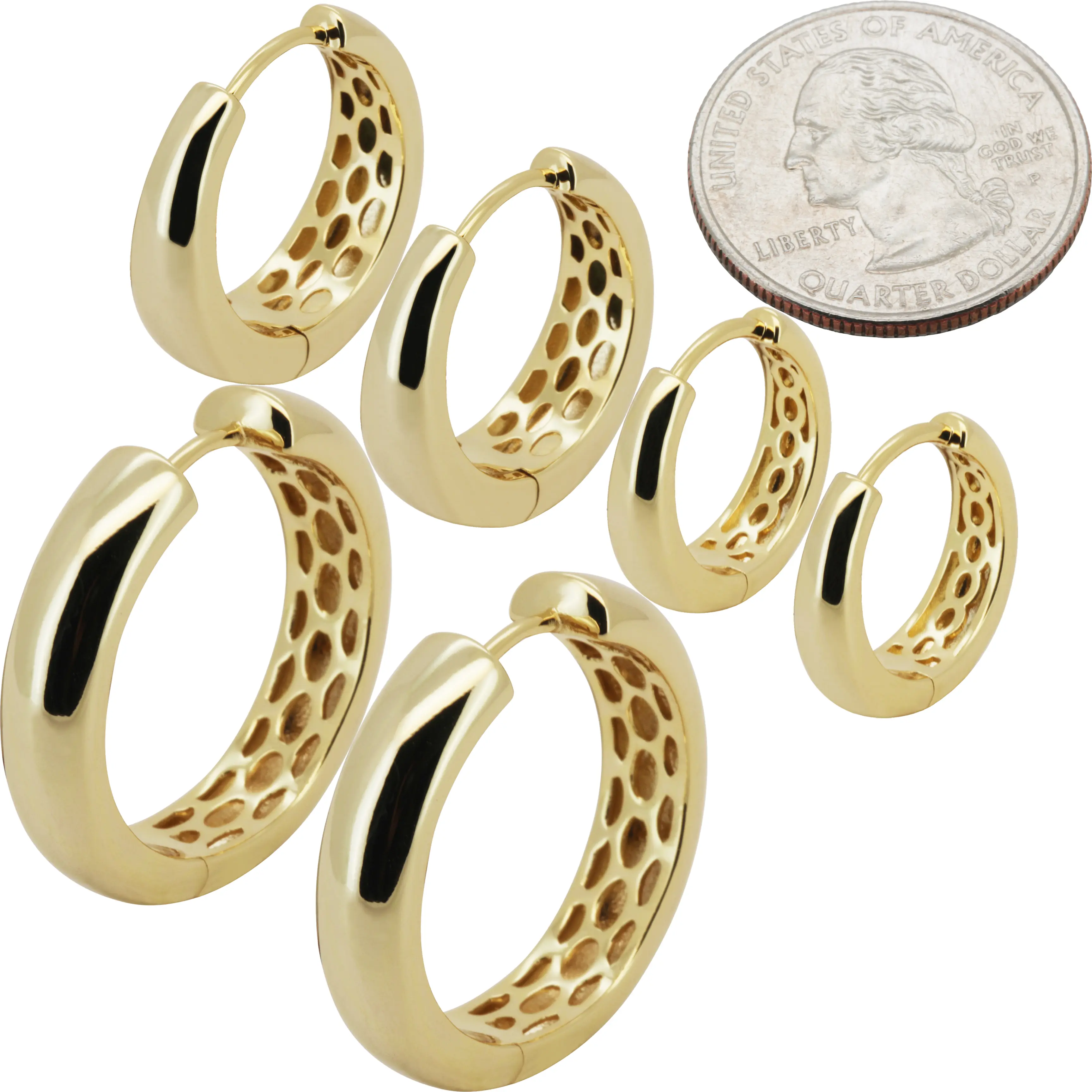 14k Yellow Gold Filled 5/6mm x 18/22/26mm Chunky Hoop Earrings