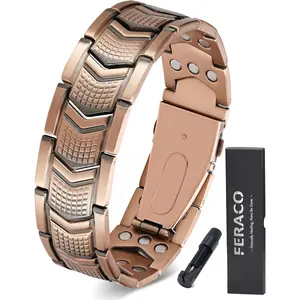 Jeracol Copper Bracelet for Men 3X Strength,Magnetic  Bracelet Copper Jewelry with Powerful 3800 Gauss Magnets,Premium Fold-Over Clasp(Upgrade)