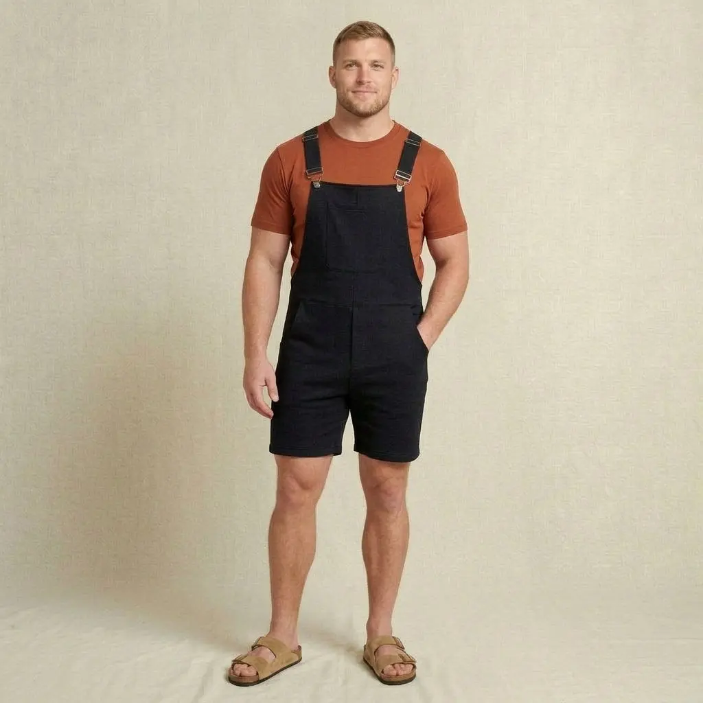 Swovie Shorts - Midnight Black  Unisex   Overalls with Six Pockets & Adjustable Straps for All Seasons