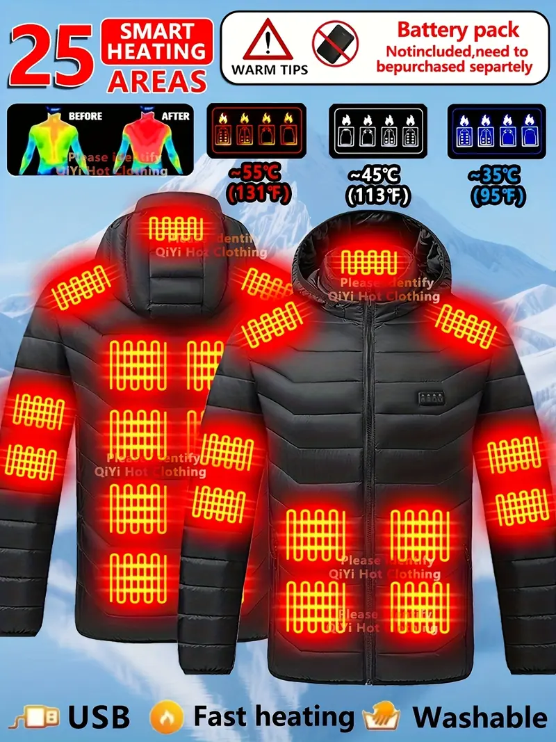 Men's Heated Jacket, 25 Heating Zones & 4 Heat Settings - Full-Zip Fleece Lined Winter Coat with Softshell Insulation and Heated System, Machine Washable Polyester Fabric, Suitable for Workers and Cold Weather (Not Included), Women's  Black Long Sleeve