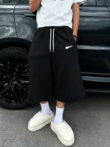 Men's Fashion Street Style Sweatpants, Loose-Fit Six-Quarter Length, Comfortable Breathable Fabric, Premium Solid Color for Daily Wear