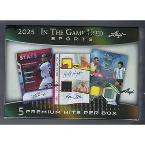 Leaf 2025 In The Game Used Sports Hobby Box - 5 Premium Hits Per Box, Includes Autographed Cards & Game-Used Materials