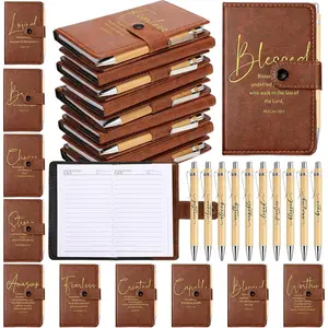 100 count Mother's Day Christian Gifts Bulk Leather Prayer Journal Religious Scripture Notebook with  Verse Pens for Graduation Coworker Women Men Church Members (English  Words)